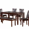 Harlow 6-Piece Padded Dining Set With Bench