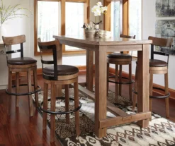 Pinnadel 30" High Back Brown Pub-Height Barstool -Home Furniture 810363169 2