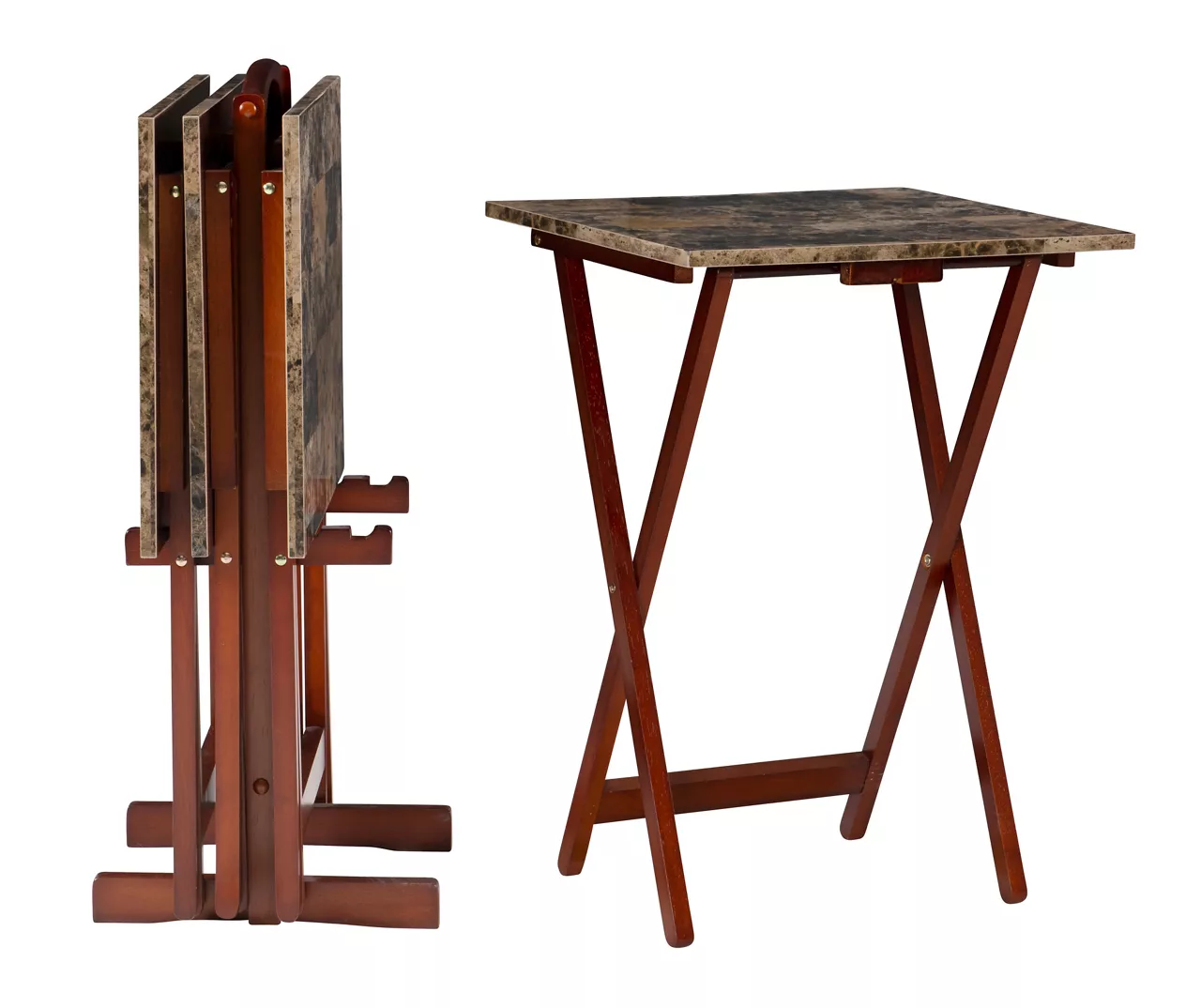 Williams 4-Piece Faux Marble Tray Table Set 4 Williams 4-Piece Faux Marble Tray Table Set - Image 2