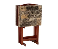 Williams 4-Piece Faux Marble Tray Table Set 20 Williams 4-Piece Faux Marble Tray Table Set -Home Furniture 810386282 A0 5