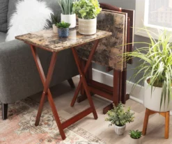 Williams 4-Piece Faux Marble Tray Table Set 22 Williams 4-Piece Faux Marble Tray Table Set -Home Furniture 810386282 A0 7