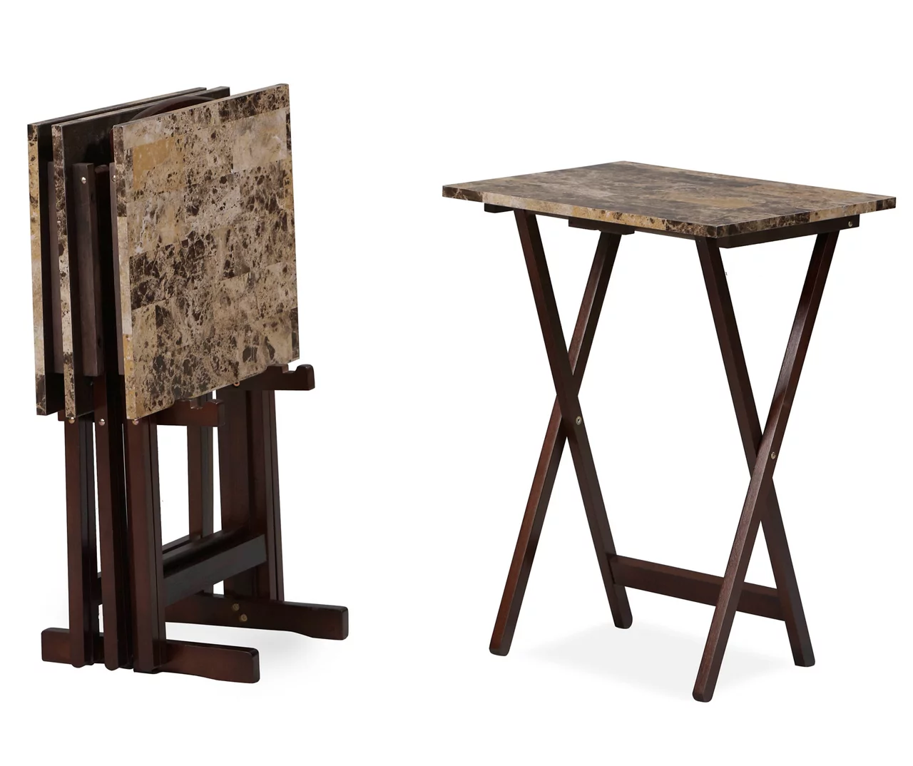 Williams 4-Piece Faux Marble Tray Table Set 3 Williams 4-Piece Faux Marble Tray Table Set