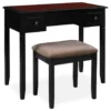 Shirley Black Cherry Mirror Vanity Set With Stool -Home Furniture 810389408 1