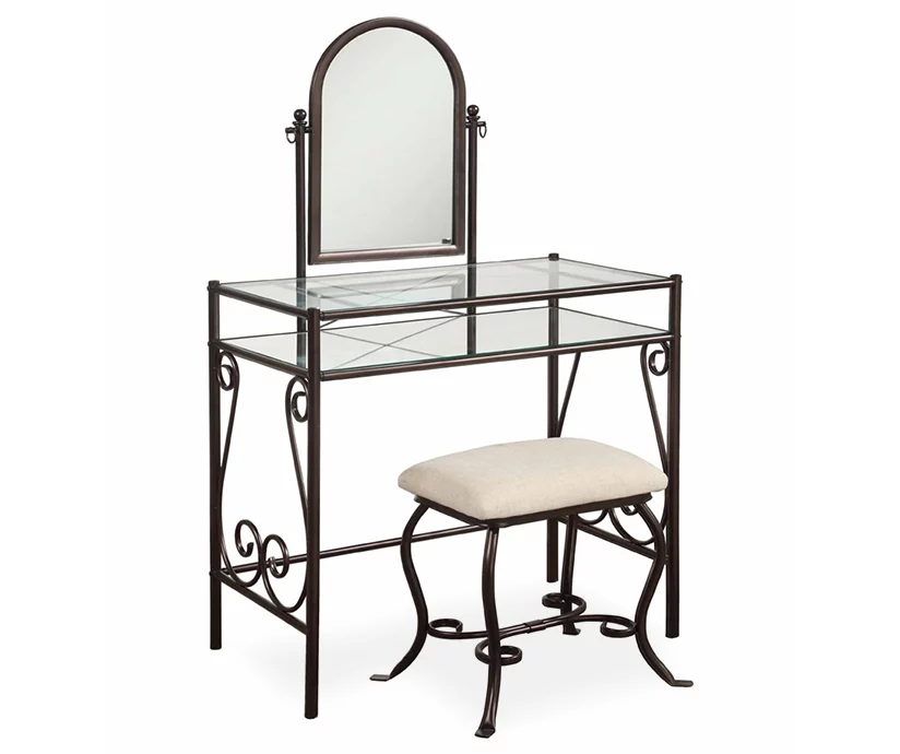 Heather Metal Adjustable Mirror Vanity Set With Stool 3 Heather Metal Adjustable Mirror Vanity Set With Stool