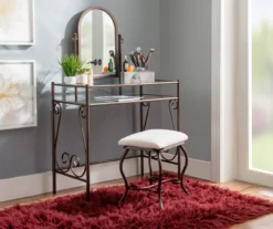 Heather Metal Adjustable Mirror Vanity Set With Stool 20 Heather Metal Adjustable Mirror Vanity Set With Stool -Home Furniture 810389409 A0 7