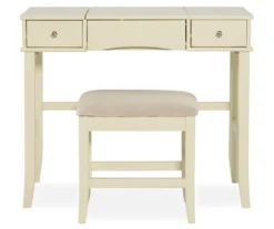Caroline Cream Mirror Vanity Set With Stool -Home Furniture 810389506 2