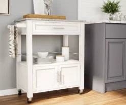 White Double Door Kitchen Cart With Granite Top 10 White Double Door Kitchen Cart With Granite Top -Home Furniture 810389516 2