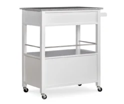 White Double Door Kitchen Cart With Granite Top 12 White Double Door Kitchen Cart With Granite Top -Home Furniture 810389516 4