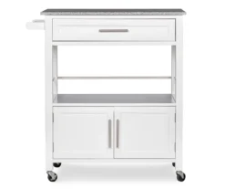 White Double Door Kitchen Cart With Granite Top 13 White Double Door Kitchen Cart With Granite Top -Home Furniture 810389516 5