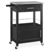 Ree Black Granite Top Kitchen Cart With Storage -Home Furniture 810389519 2