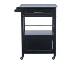 Ree Black Granite Top Kitchen Cart With Storage 16 Ree Black Granite Top Kitchen Cart With Storage -Home Furniture 810389519 A0 2