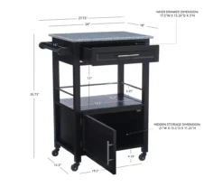 Ree Black Granite Top Kitchen Cart With Storage 23 Ree Black Granite Top Kitchen Cart With Storage -Home Furniture 810389519 D8 10