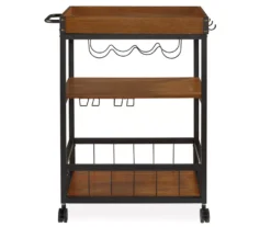 Luke Industrial Kitchen Cart With Wine Storage -Home Furniture 810389531 2