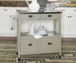 Gray Steel Top Kitchen Cart With Drawers -Home Furniture 810389532 3