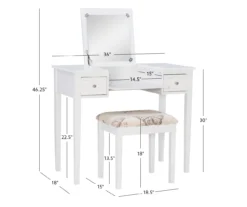 Butterfly Mirror Vanity Set With Stool -Home Furniture 810389543 D8 12