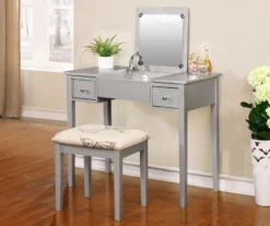 Butterfly Mirror Vanity Set With Stool -Home Furniture 810389544 1