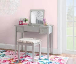 Butterfly Mirror Vanity Set With Stool -Home Furniture 810389544 B0 2