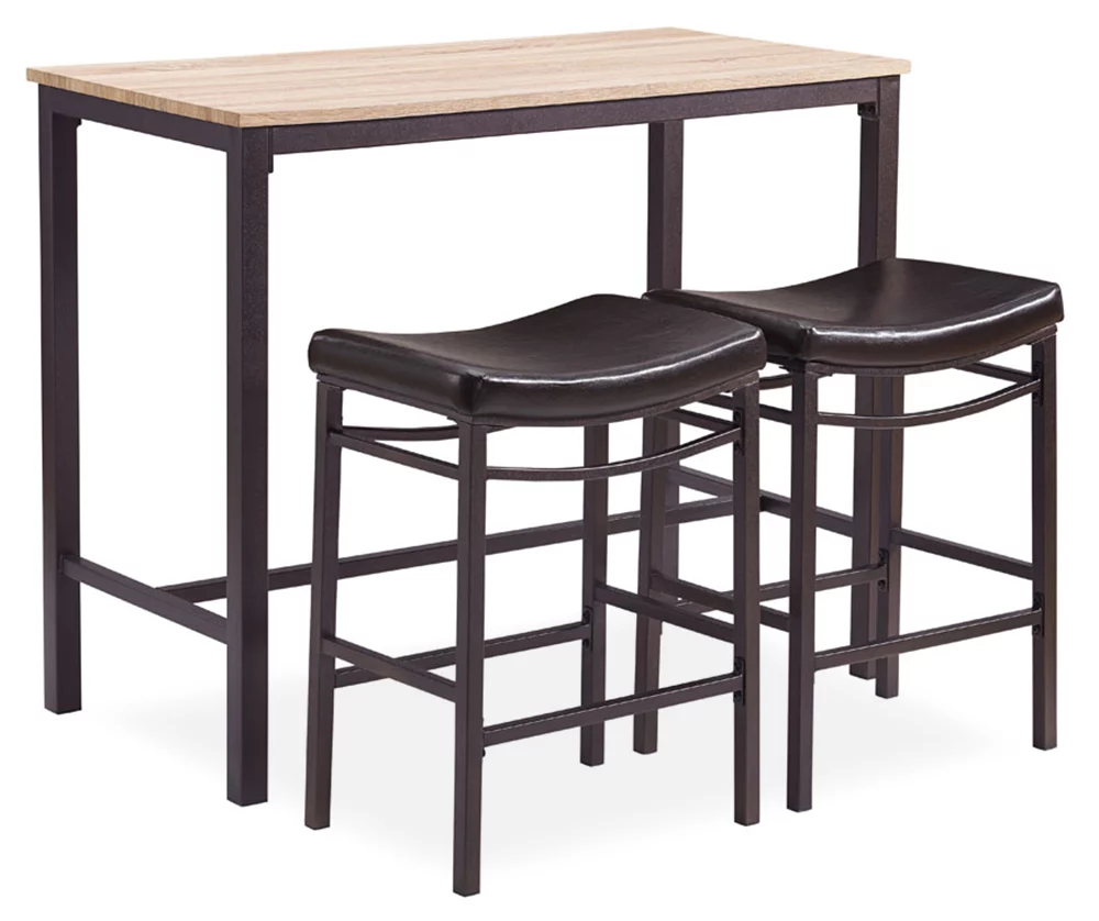 Max Brown & Blonde 3-Piece Pub Table Set 3 Max Brown & Blonde 3-Piece Pub Table Set