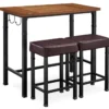 Luke Industrial 3-Piece Pub Table Set With Hooks -Home Furniture 810389576 1