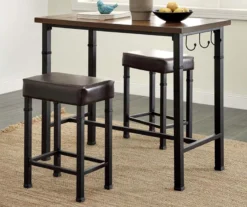 Luke Industrial 3-Piece Pub Table Set With Hooks -Home Furniture 810389576 2