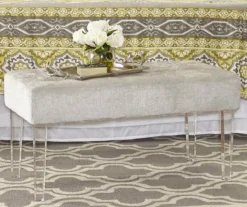 Marie Platinum Padded Glam Acrylic Bench -Home Furniture 810389624 1 1