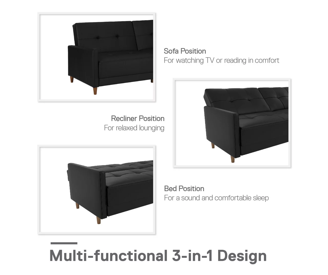 Ameriwood Avianna Faux Leather Coil Futon 5 Ameriwood Avianna Faux Leather Coil Futon - Image 3