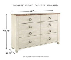 Willowton Whitewash Dresser -Home Furniture 810406133 11