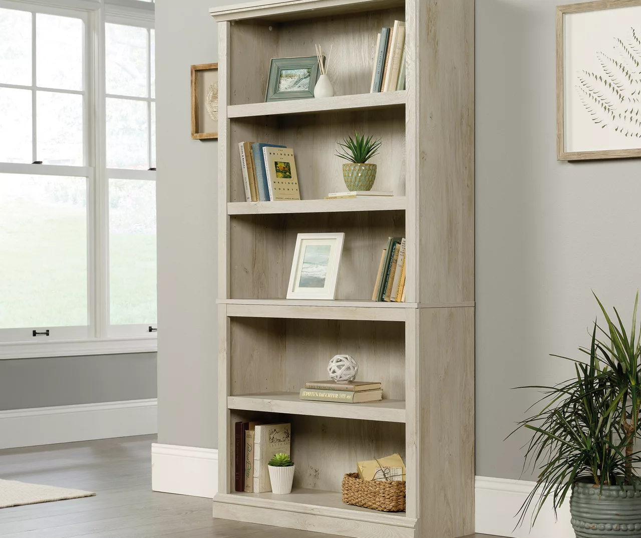 Chalked Chestnut Tan 5-Shelf Bookcase 4 Chalked Chestnut Tan 5-Shelf Bookcase - Image 2