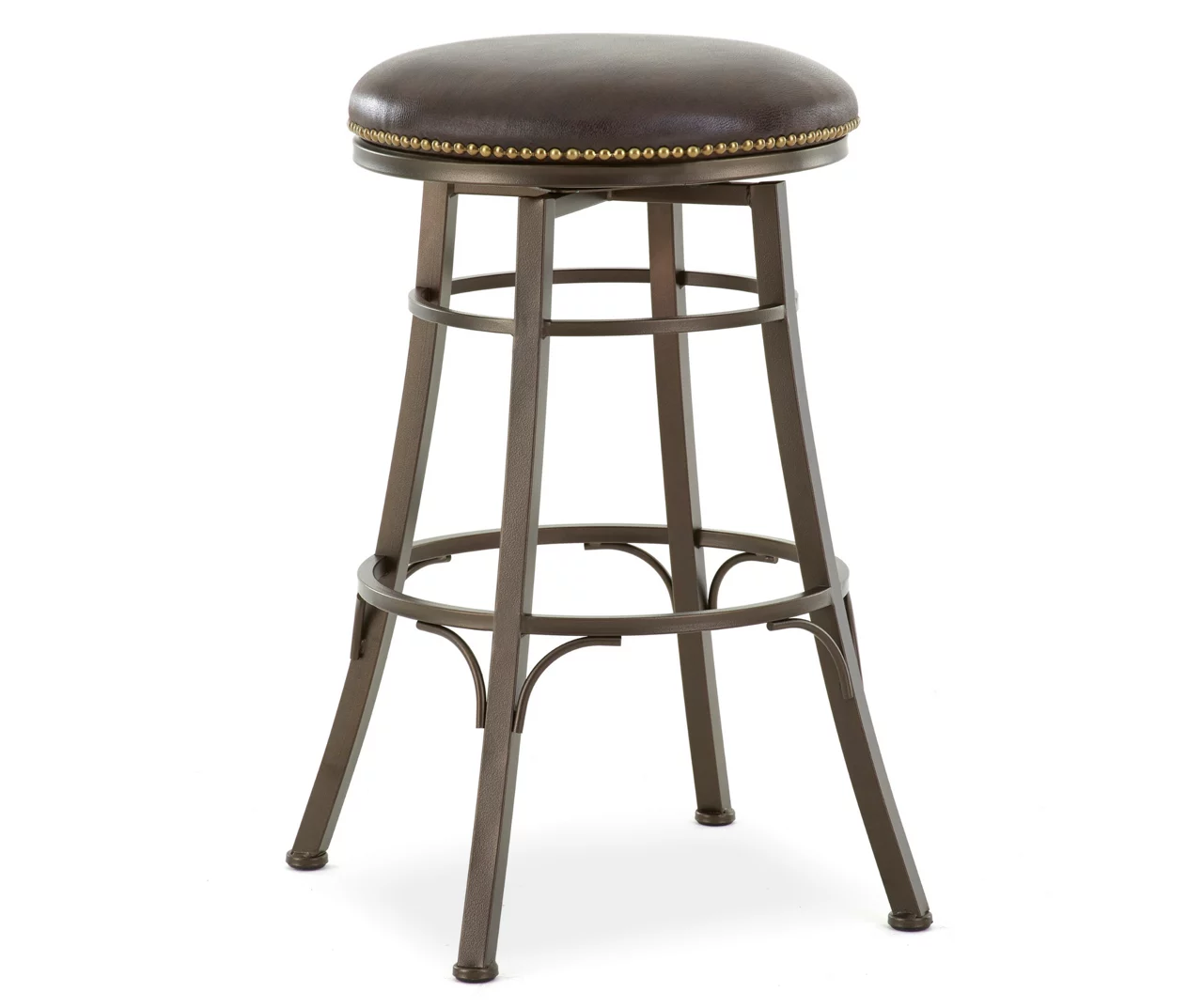 30" Bali Brown Faux Leather Backless Swivel Barstool 3 30" Bali Brown Faux Leather Backless Swivel Barstool