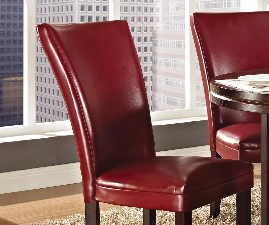 Hartford Red Faux Leather Parsons Dining Chairs, 2-Pack 3 Hartford Red Faux Leather Parsons Dining Chairs, 2-Pack - Image 2