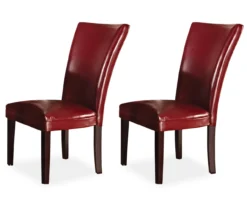 Hartford Red Faux Leather Parsons Dining Chairs, 2-Pack
