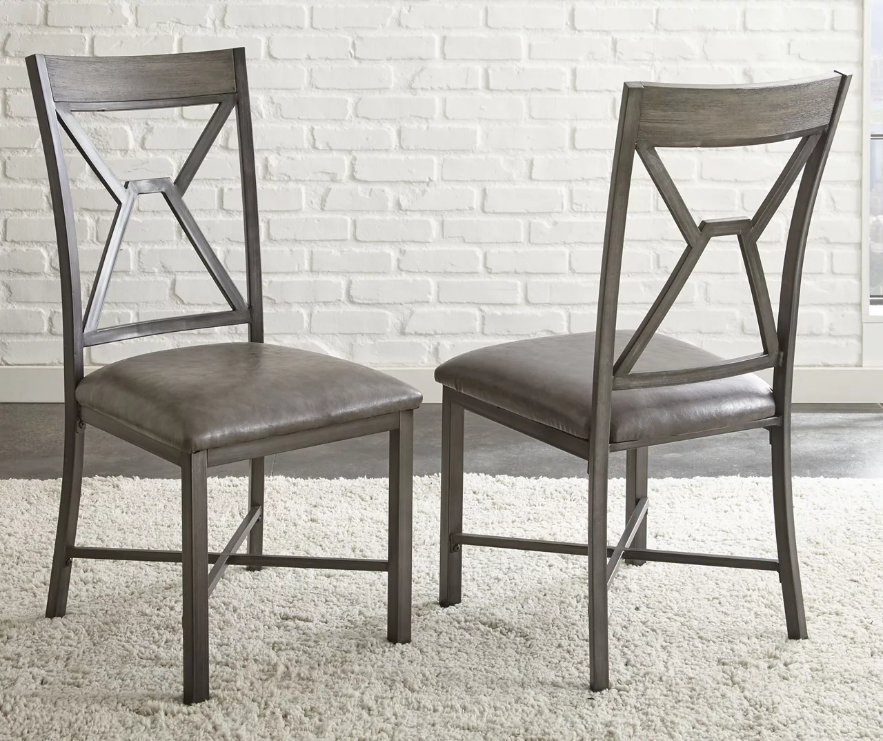 Alamo Gray Faux Leather Dining Chairs, 2-Pack 3 Alamo Gray Faux Leather Dining Chairs, 2-Pack