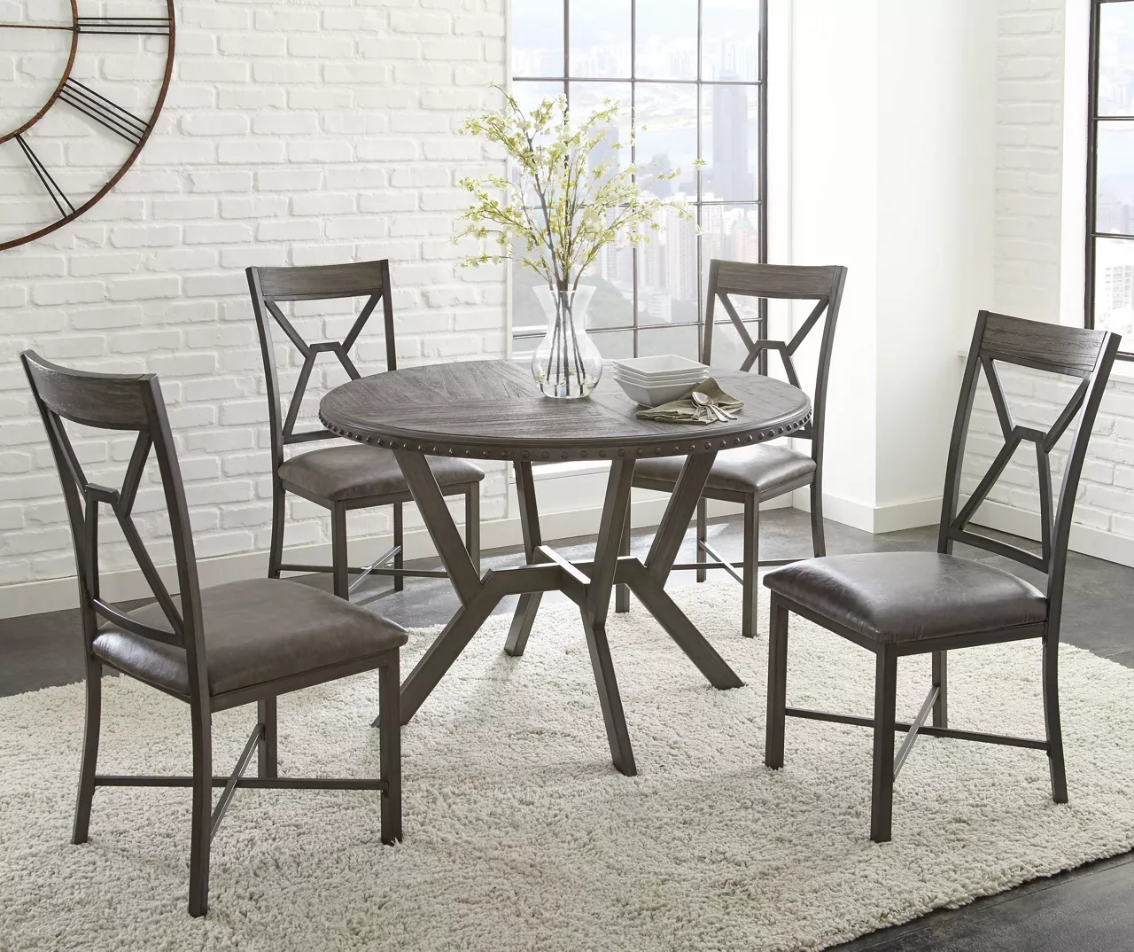 Alamo Gray Faux Leather Dining Chairs, 2-Pack 4 Alamo Gray Faux Leather Dining Chairs, 2-Pack - Image 2