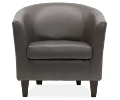 Windko Gray Faux Leather Tub Chair -Home Furniture 810429853 1