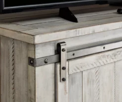 Carynhurst Whitewash Sliding Barn Door TV Stand -Home Furniture 810458282 3