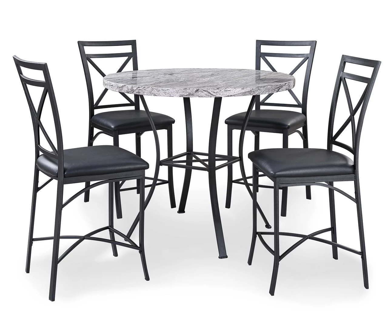 Faux Marble 5-Piece Pub Dining Set 3 Faux Marble 5-Piece Pub Dining Set