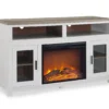 54" Bridgeport White Glass Door Electric Fireplace Console 2 54" Bridgeport White Glass Door Electric Fireplace Console -Home Furniture 810465026 4
