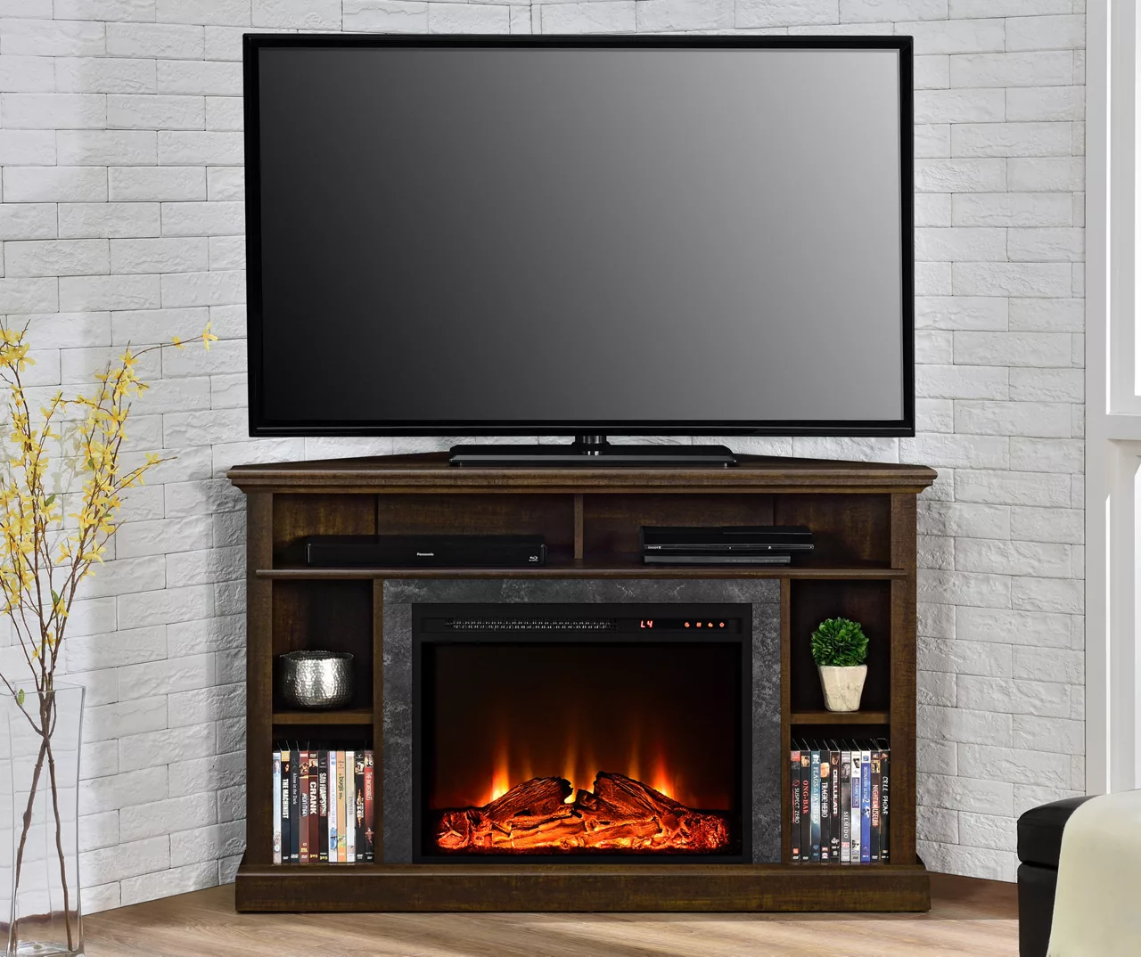 47" Flaxton Espresso Corner Electric Fireplace Console 4 47" Flaxton Espresso Corner Electric Fireplace Console - Image 2
