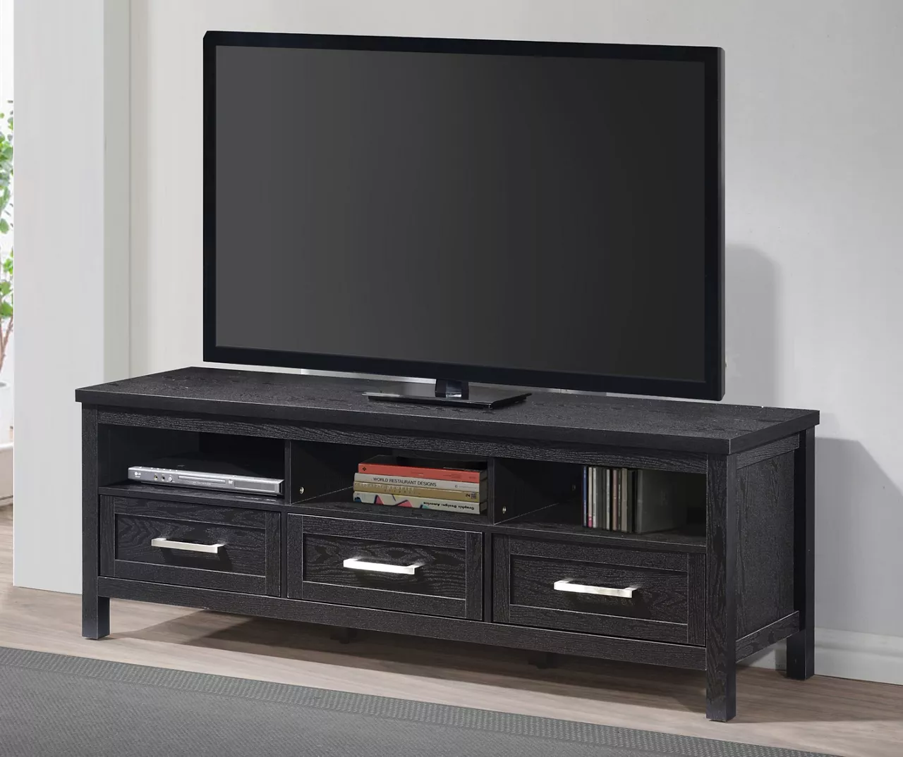Black 3-Drawer TV Stand 4 Black 3-Drawer TV Stand - Image 2