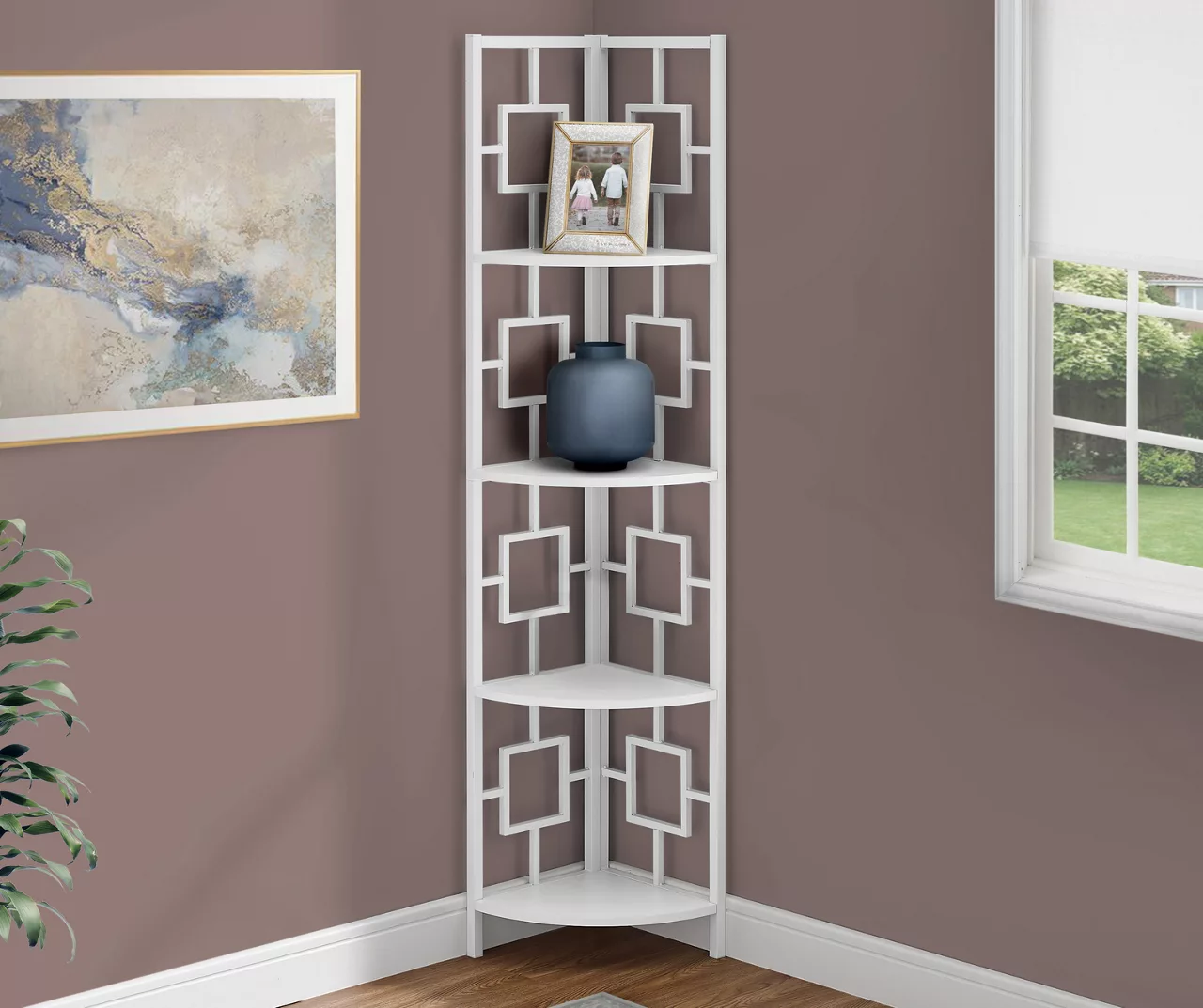 White Square 4-Shelf Corner Bookcase 4 White Square 4-Shelf Corner Bookcase - Image 2