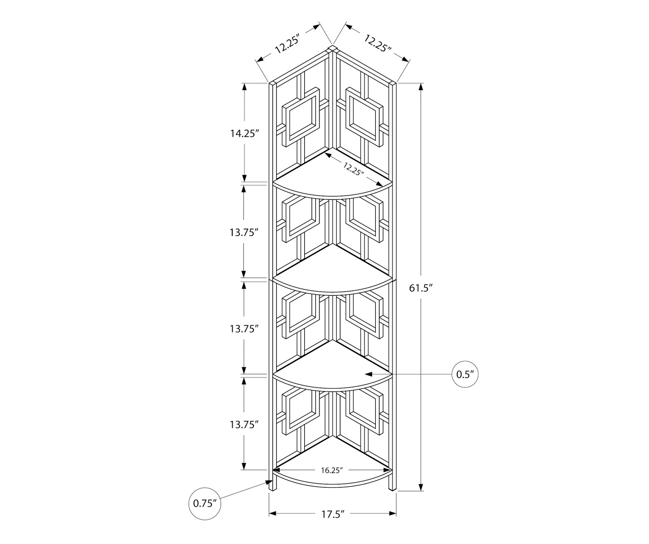White Square 4-Shelf Corner Bookcase 5 White Square 4-Shelf Corner Bookcase - Image 3