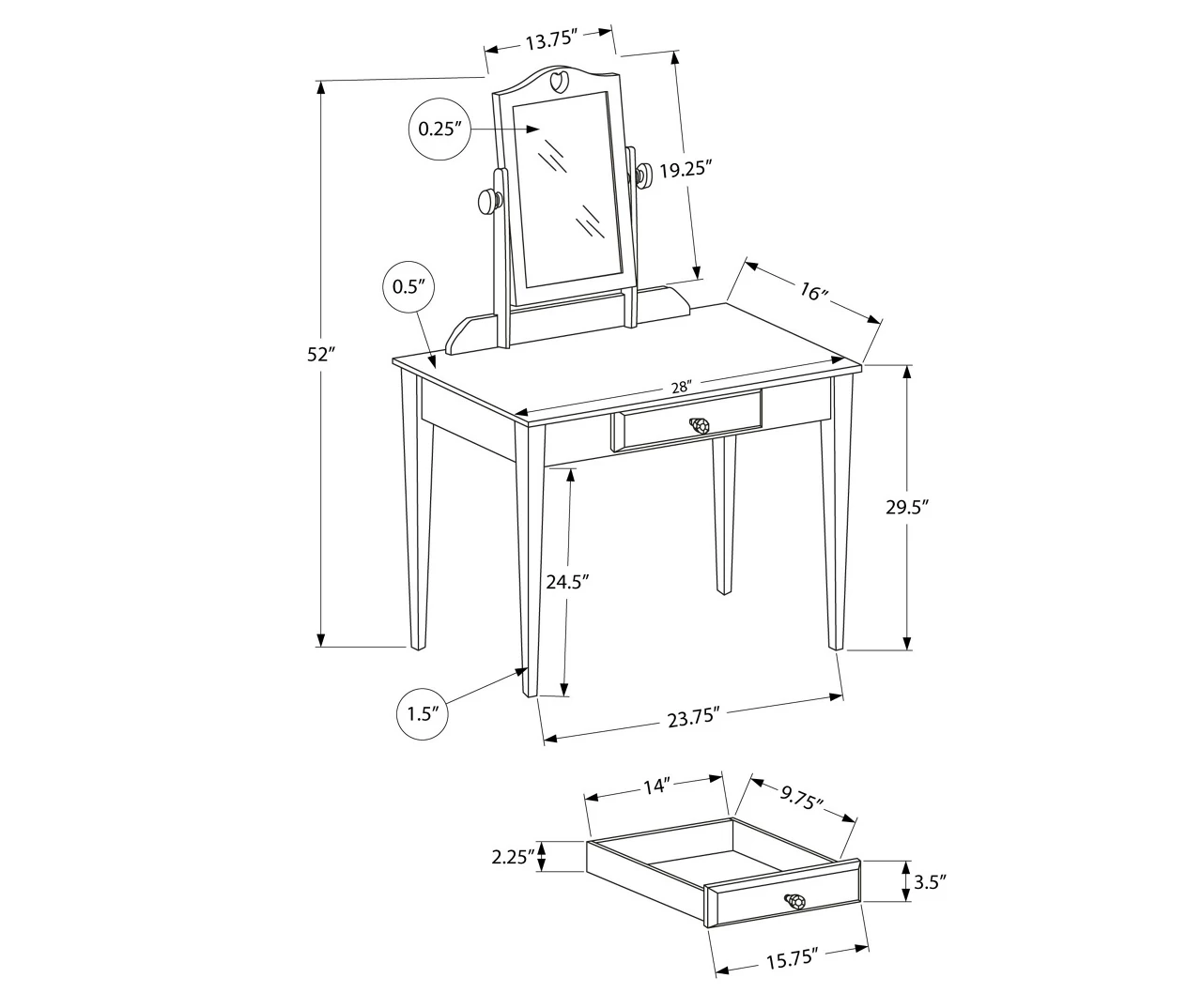 Pink Vanity Table With Mirror 5 Pink Vanity Table With Mirror - Image 3