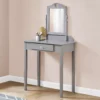 Gray Vanity Table With Mirror -Home Furniture 810512907 1