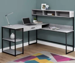 Monarch L-Shaped Corner Desk With Hutch -Home Furniture 810512937 1