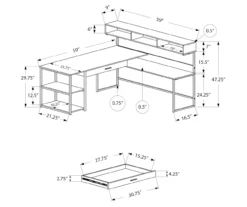 Monarch L-Shaped Corner Desk With Hutch -Home Furniture 810512937 3