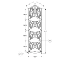 Monarch Geometric 4-Shelf Corner Bookcase -Home Furniture 810512945 3