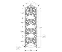 Monarch Geometric 4-Shelf Corner Bookcase -Home Furniture 810512946 3