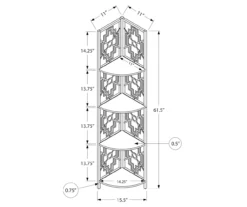 Monarch Geometric 4-Shelf Corner Bookcase -Home Furniture 810512947 3