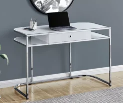White & Silver Chrome Office Desk -Home Furniture 810512954 1