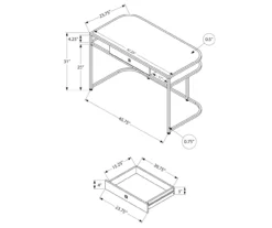 White & Silver Chrome Office Desk -Home Furniture 810512954 3